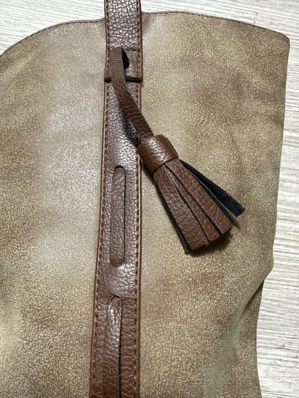 Restricted Taupe Suede Tall Riding Boots Tassel Trim Boho Western Size 7.5
